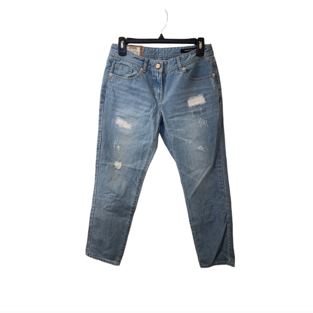 Beanpole Distressed Patchwork Crop Ankle Jeans Waste Size 27 Mid Rise